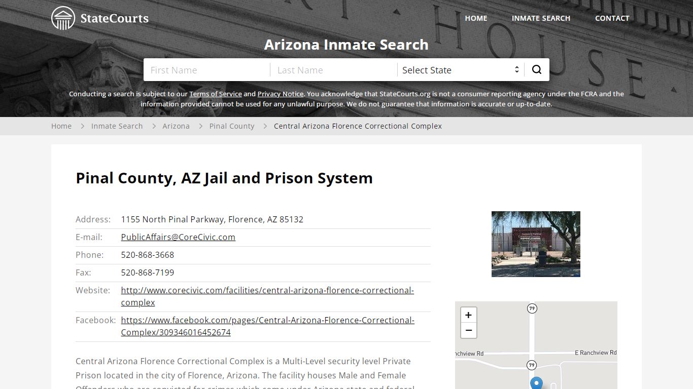 Central Arizona Florence Correctional Complex Inmate Records Search ...